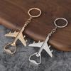 Airplane Bottle Opener Keychain Metal Aircraft Model Keychain Fun Bag Charm Novelty Bottle Opener Gift