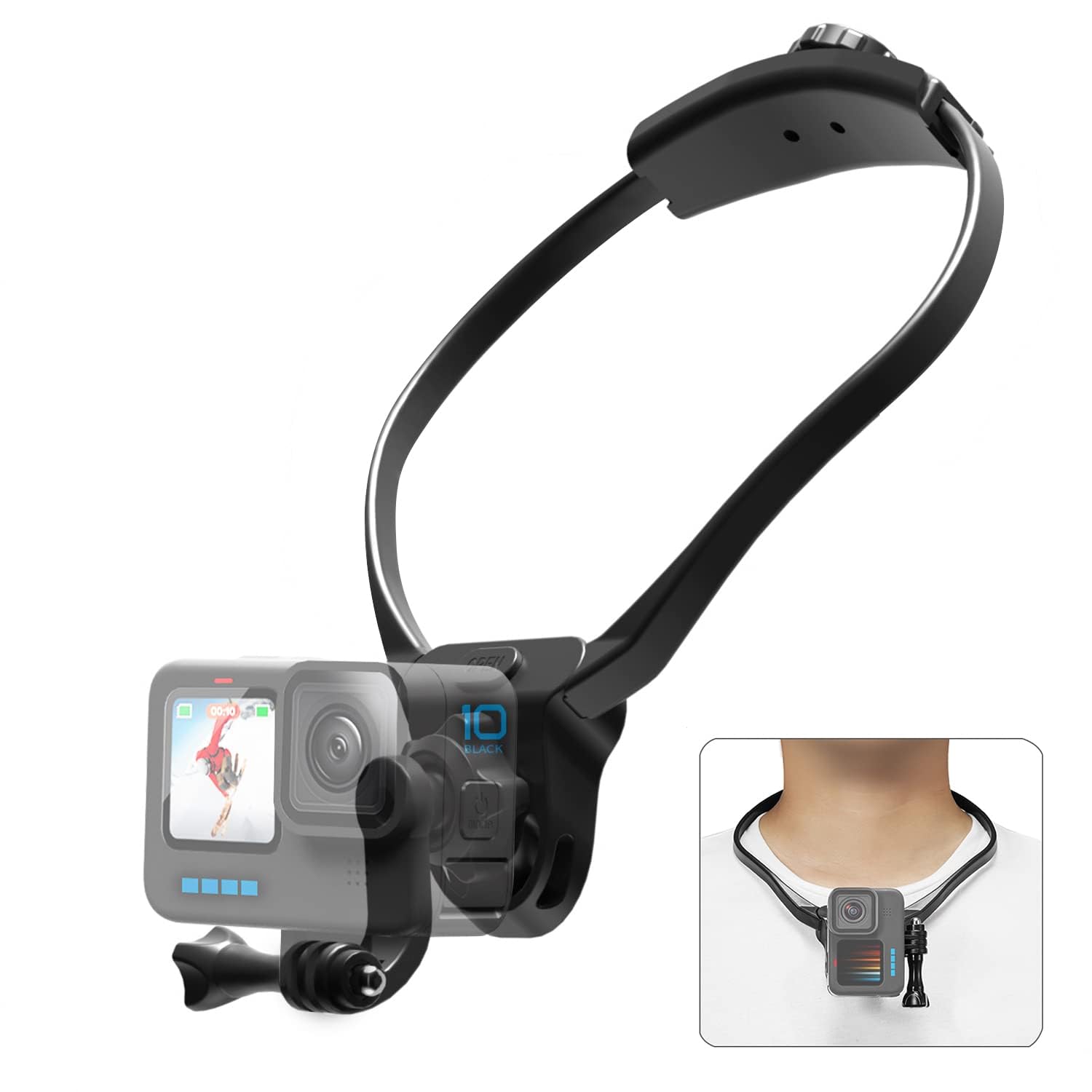 

developed in Necklace mount for horizontal and vertical shooting for gopro12 accessories with GoPro hero12 11 10 9 8 7 6 5 Insta360 smartphones and чорний