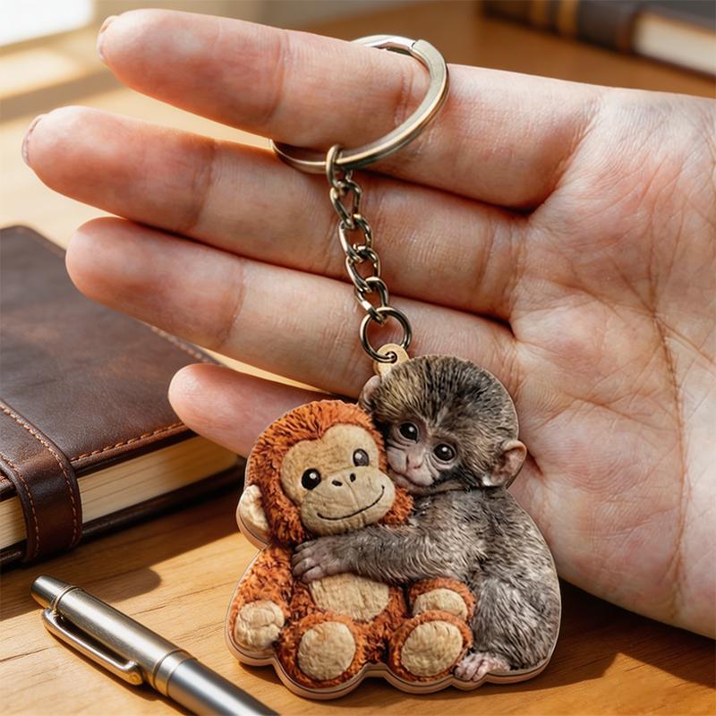 Protect Punch The Monkey Punch Monkey Doll Keychain Cute 3D Monkey Decor Hanging Keychain Anime Peripherals Toy Birthday Gift