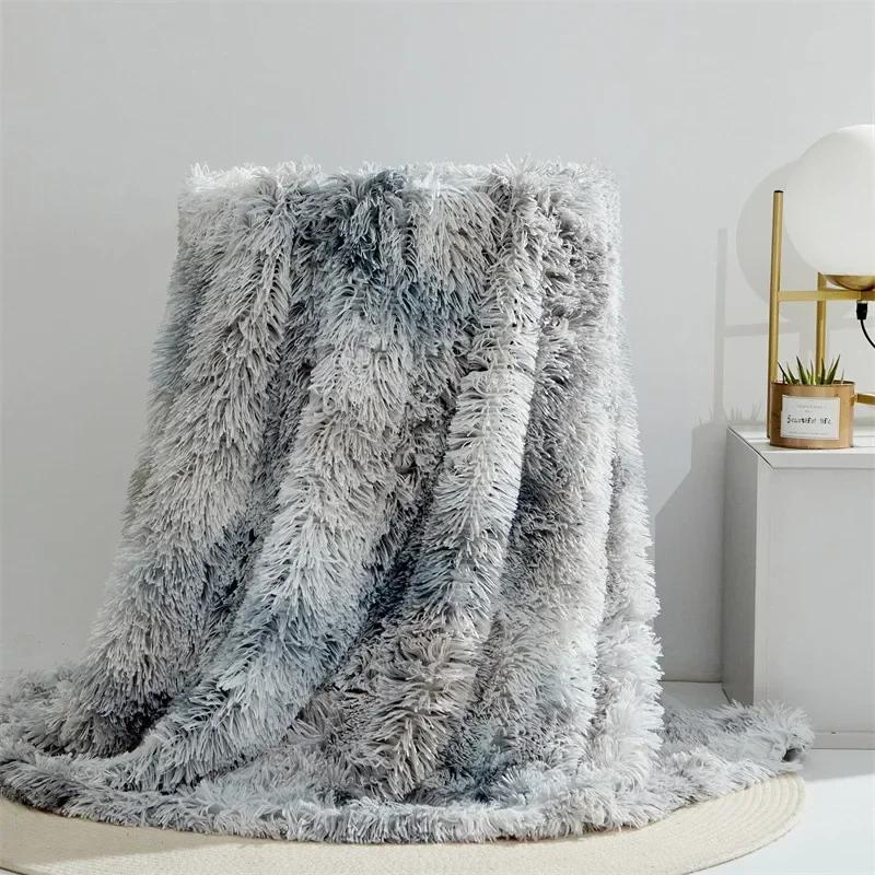 Modern And Simple Mink Fur Long Hair Blanket Four All Season Universal Multifunctional Solid Color Thick Blanket For Bed Couch