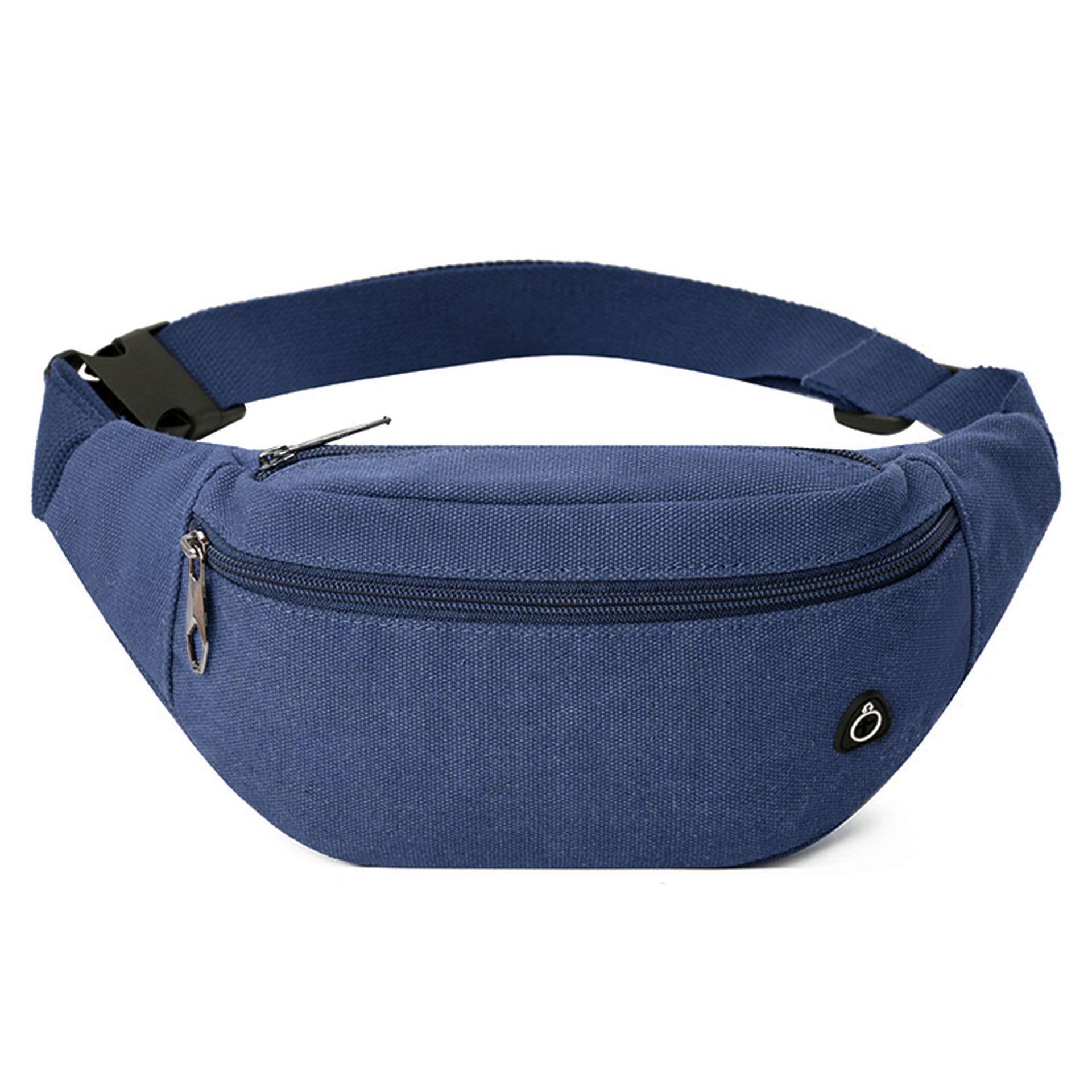 

Мужская уличная поясная сумка из парусины - Однотонная, Многоотделенческая, Износостойкая, Трехслойная, Идеальна для велоспорта и спорта. темно-синий