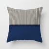 Blue Nordic Style Pillow Cover Geometric Stripe Double-Sided Sofa Window Guest Home Pillow Case Square Shape Pp Cotton