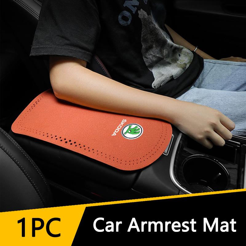 Car Interior Accessories Armrest Cushion Car Armrest Soft Pad Fur Mat For Skoda octavia fabia rapid yeti superb octavia A5 A7 fsjn24
