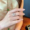 Natural High-ice White Chalcedony Ring Retro Imitation Jade Ring Fashion Delicate Stone Jewellery Hanfu Matching Hand Ornaments