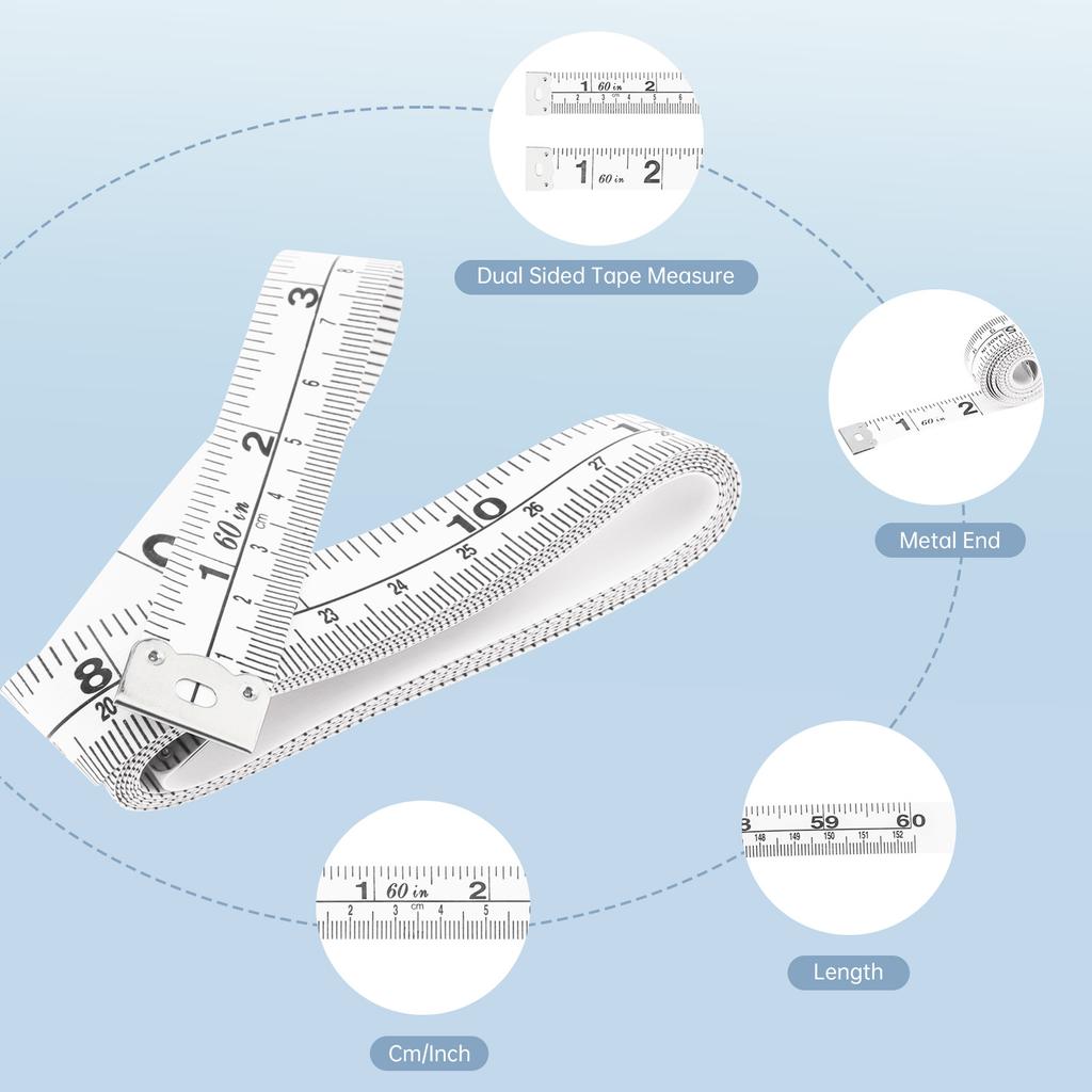 1520mm 60 Inch Flexible Soft Tape Measure Triple Color White Black Sewing Tailoring Measurement Ruler