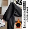 Grey lamb wool sweatpants women's autumn and winter small casual tied feet and thin cotton pants fleece thickened sweatpants