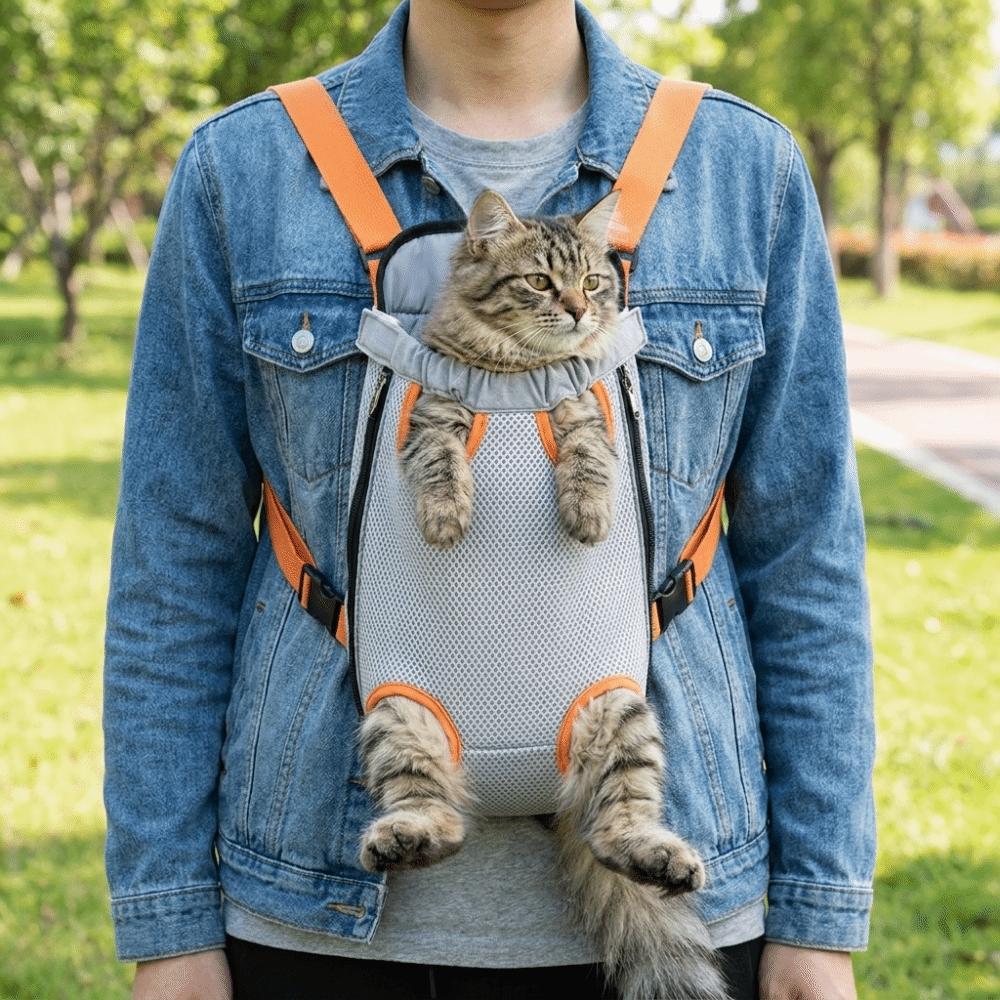 Breathable Mesh Dog Front Carrier Adjustable Strap Portable Dog Carrying Bag Hands-free Double Shoulder Pet Outdoor Backpack