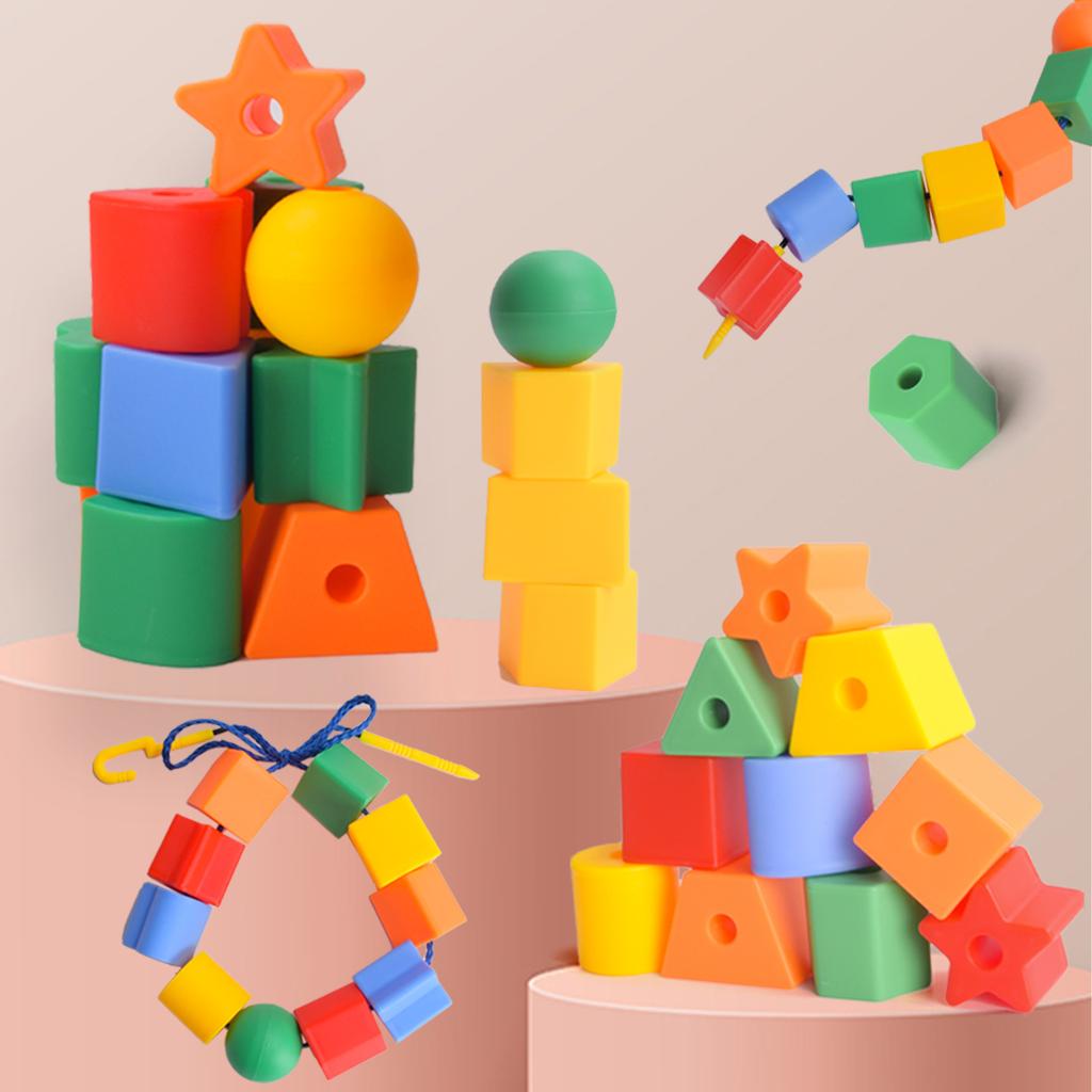 Children'S Bead String Threading Rope Puzzle Concentration Training Large Particle Building Block Toy