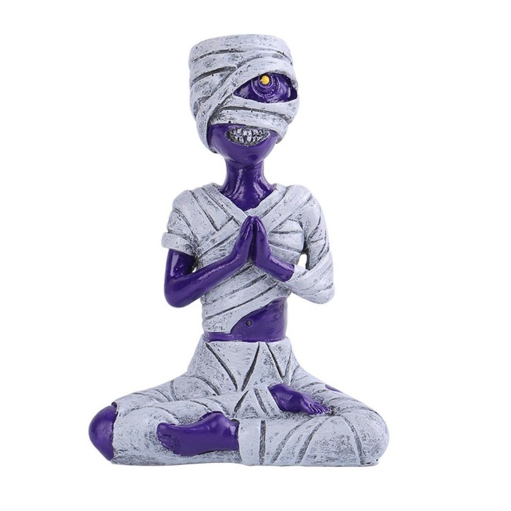 Resin Halloween Yoga Skull Sculpture Scary Yoga Skeleton Figurine Haunted House