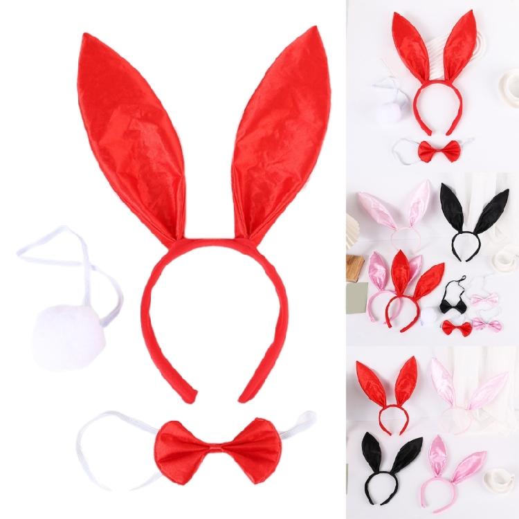 Plush Rabbit Ear Shape Headband Tail & Bowtie Carnival Party Costume Supplies