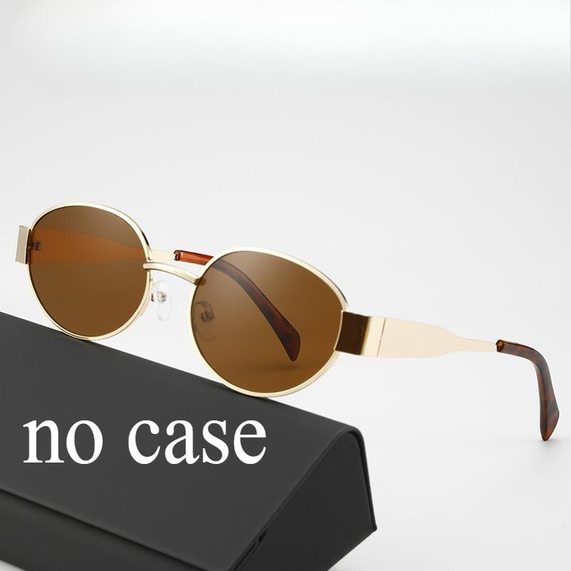 Oval Shaped Trendy Sunglasses for Travel High-end Metal Slimming Sun Shading Fashion Eyewear