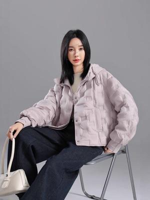 2025 Women's Korean Style Lightweight Hooded Down Jacket - Short, Taped Seam, Winter Fashion