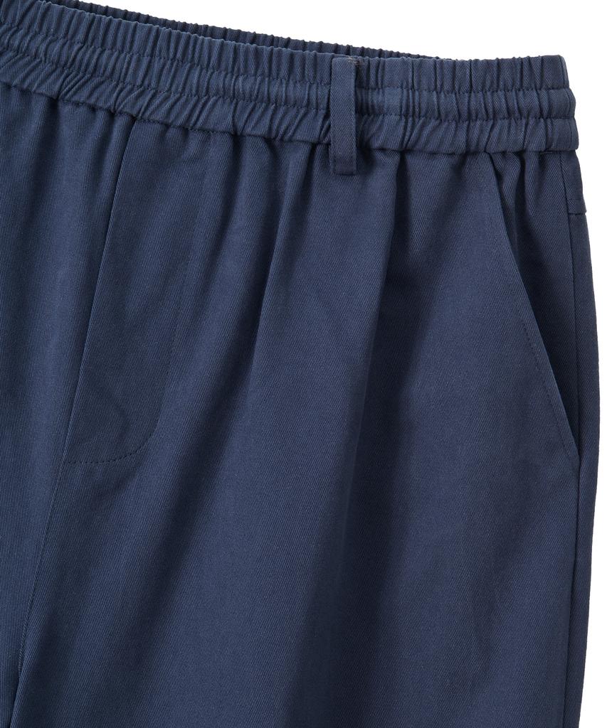 Uallong Essential Twill String Banding Wide Pants- Navy