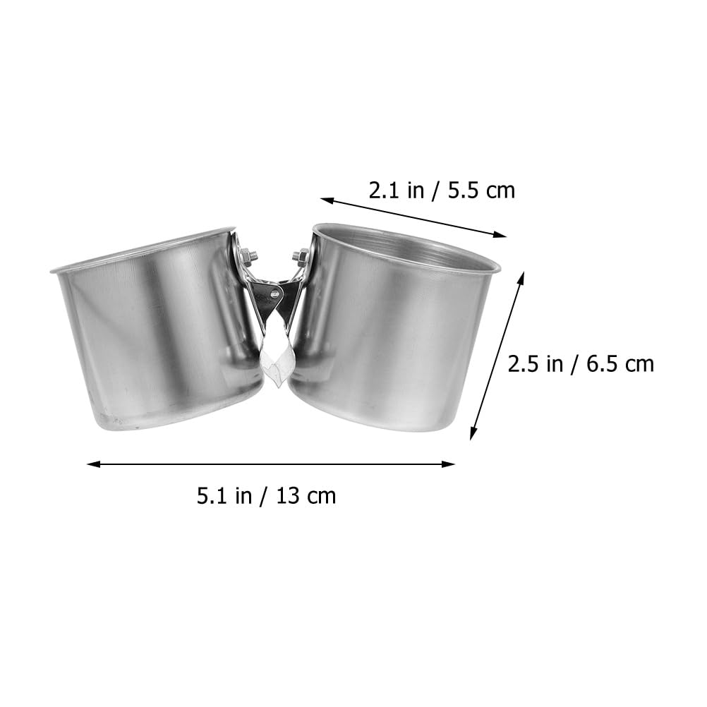 Milisten 2 Pieces Parrot Bowl Cage Bird Feeder Hanging Bowl Fixed Hamster Bowl Stainless Steel Small Animal Bowl Small Bird Tableware Rust Proof