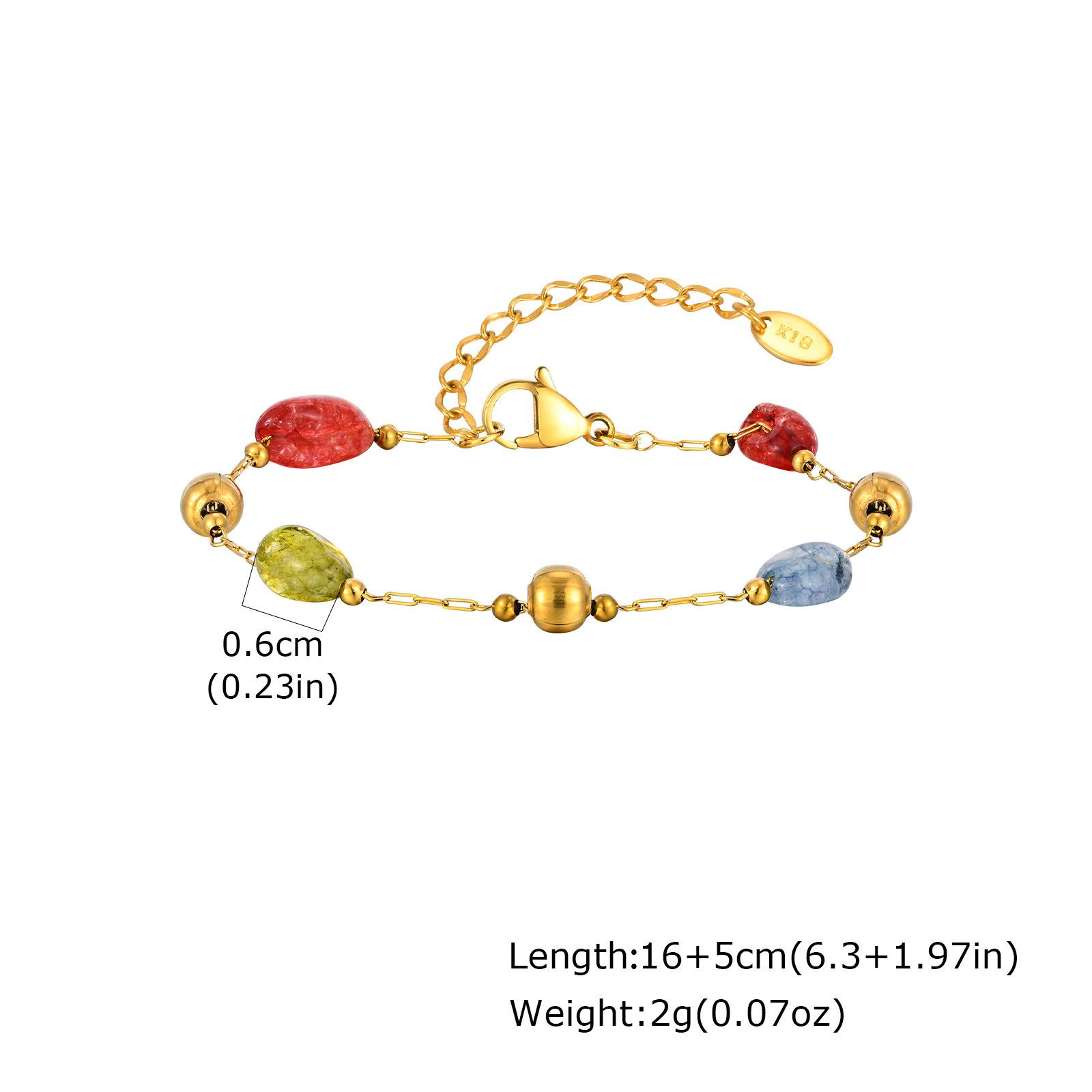 Fashion Colored Stone Y-Shaped Stainless Steel Natural Stone Gold Necklace Women S Jewelry 2309