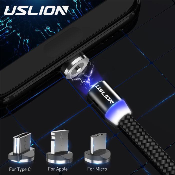 Магнитный кабель 3 в 1 1 м для iPhone X Samsung с нейлоновой оплеткой для освещения — фото 3