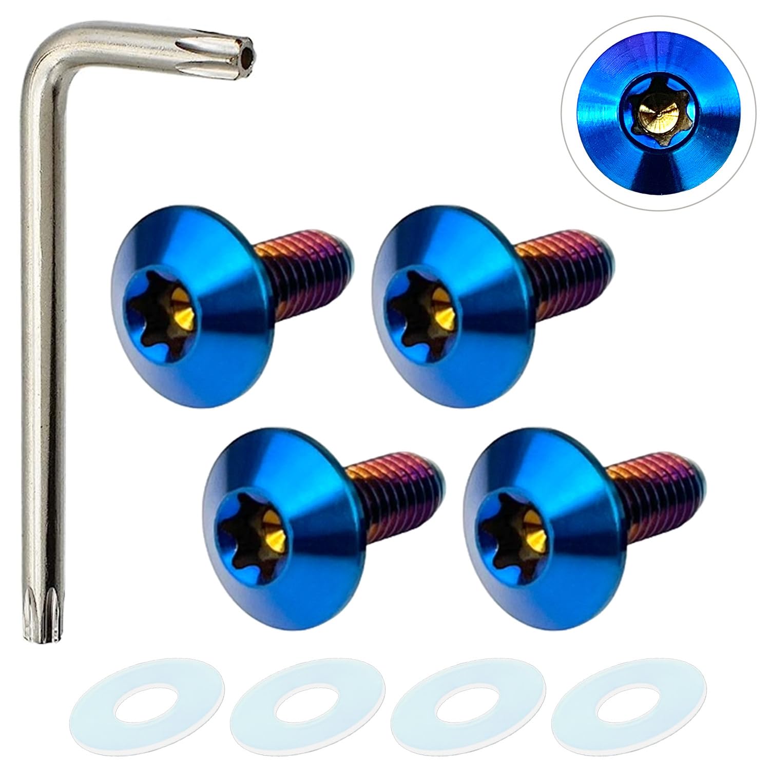 

RENPA Болт номерного знака из титанового сплава Умный дизайн Совместим с техосмотром транспортного средства (ОБОЖЖЕННЫЙ СИНИЙ Длина болта 0,6 дюйма (15 мм) Bolt length 15mm синий