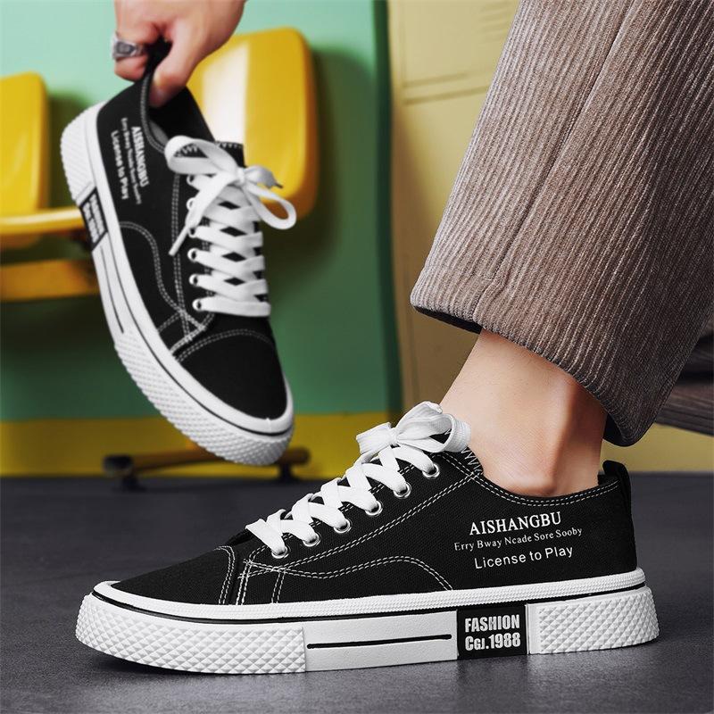 Buty płócienne Męskie Oddychające Klasyczny Trend Niskie Męskie Sportowe i Rekreacyjne Buty Boardowe Białe Buty Płócienne Modne Buty