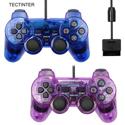 Controller cablato di colore trasparente per console PS2 / PS1 Joystick di vibrazione Gamepad Joypad per controller mando Sony Playstation2