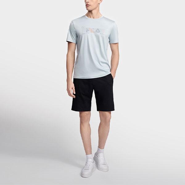 FILA White Special Series Solid Color Knitted Straight Leg Shorts Men shorts Black F11M327601A-BK