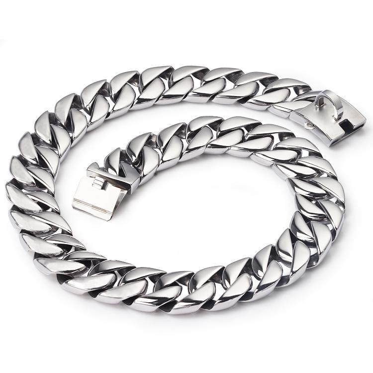 Stainless Steel Gold Dog Collar Necklace Leash, 32mm, Hot Seller 16 inch (40 cm)
