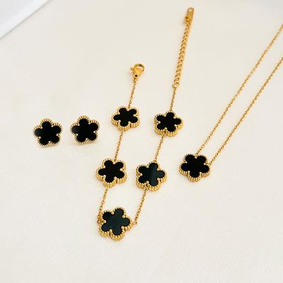 Stainless Steel Flower Jewelry Set Christmas Gifts Luxury Modern Fashion Charm Necklace Earrings Bracelet Jewelry for Women