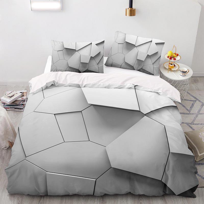 3D Printed Gray Geometric Pattern Duvet Cover Set King Queen Twin Full Size Polyester Comforter Cover for Kids Teen Bedding Set