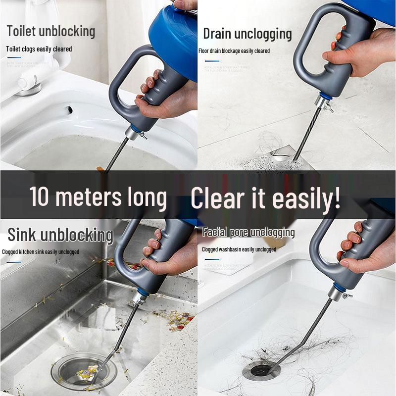 Hand-Crank Steel Wire Pipe Dredger for Toilets & Kitchens