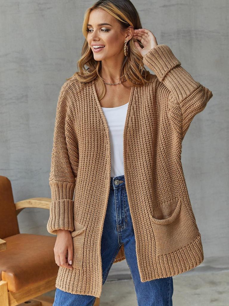 2025 Women's Loose Knit Cardigan: Commuting Style Mid-Length Sweater with Plus Size Option
