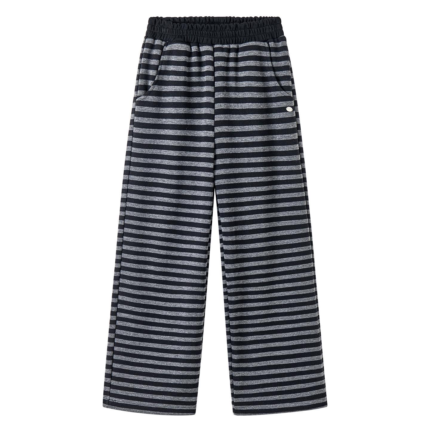 

Girls Striped Wide-Leg Pants - 2025 Autumn Casual Teen Sportswear 150 cm
