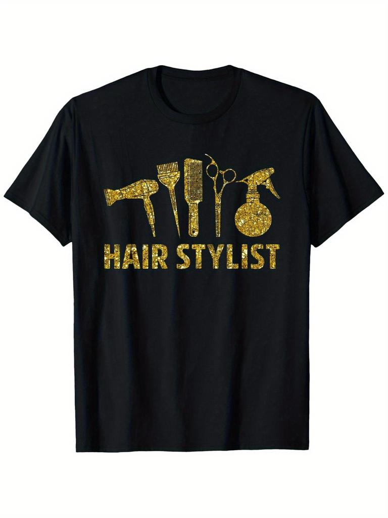 Hairstylist Funny Hairdresser Barber Graphic T-Shirt, Round neck street casual short sleeve T-shirt,