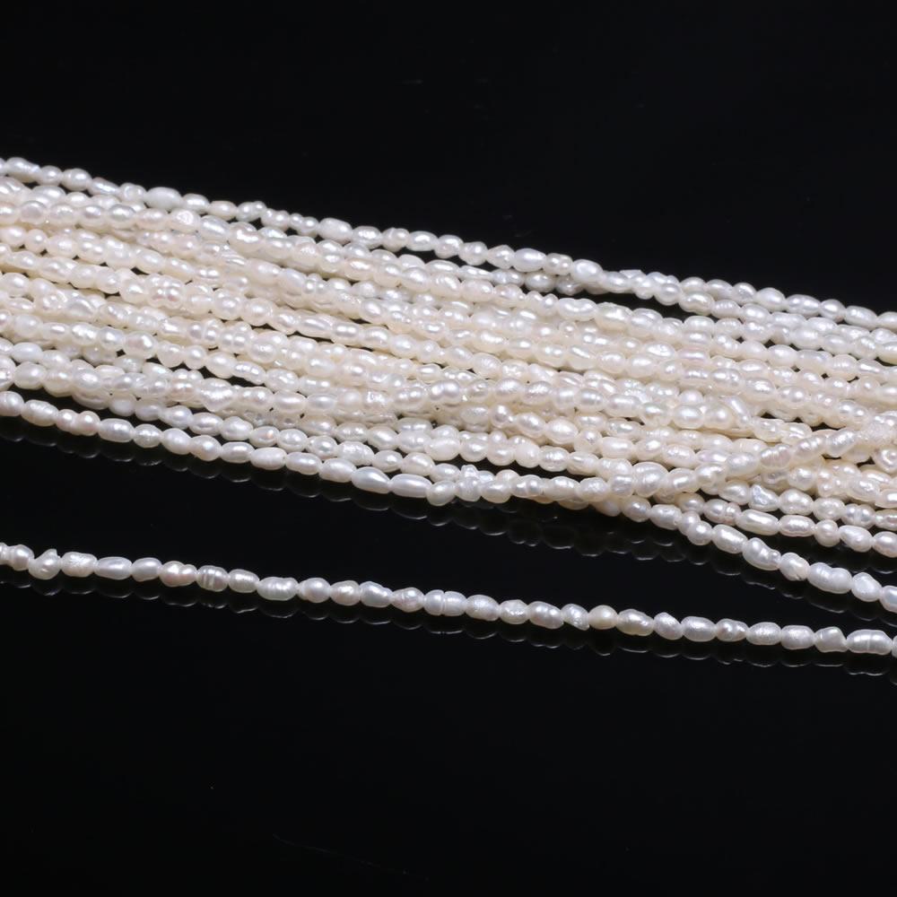1String, AA Natural Pearl, Handmade Rice Shape Pearl Beads, 2-2.3mm, for DIY Necklace Bracelet Anklet Accessories, Jewelry Making 36cm