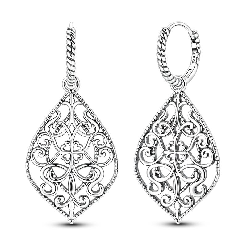 Náušnice pro ženy 925 Sterling Silver Kruhové náušnice Diamantové Srdce Lásky Zámek Broskvové Srdce Náušnice Krásný Dárek