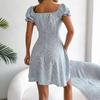 Robe d'été décontractée à manches cloche à cordon de serrage en dentelle florale pour femme, tendance et sexy