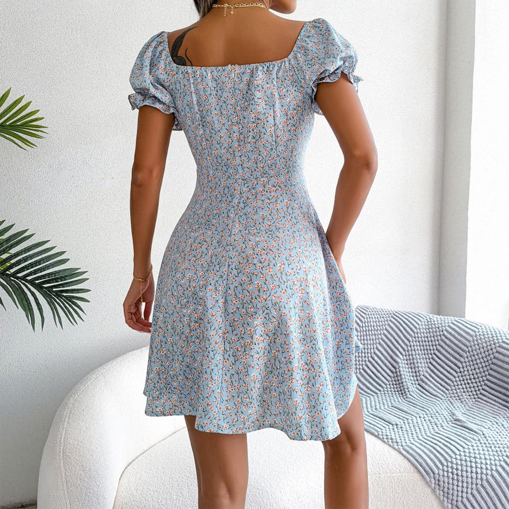 Robe d'été décontractée à manches cloche à cordon de serrage en dentelle florale pour femme, tendance et sexy
