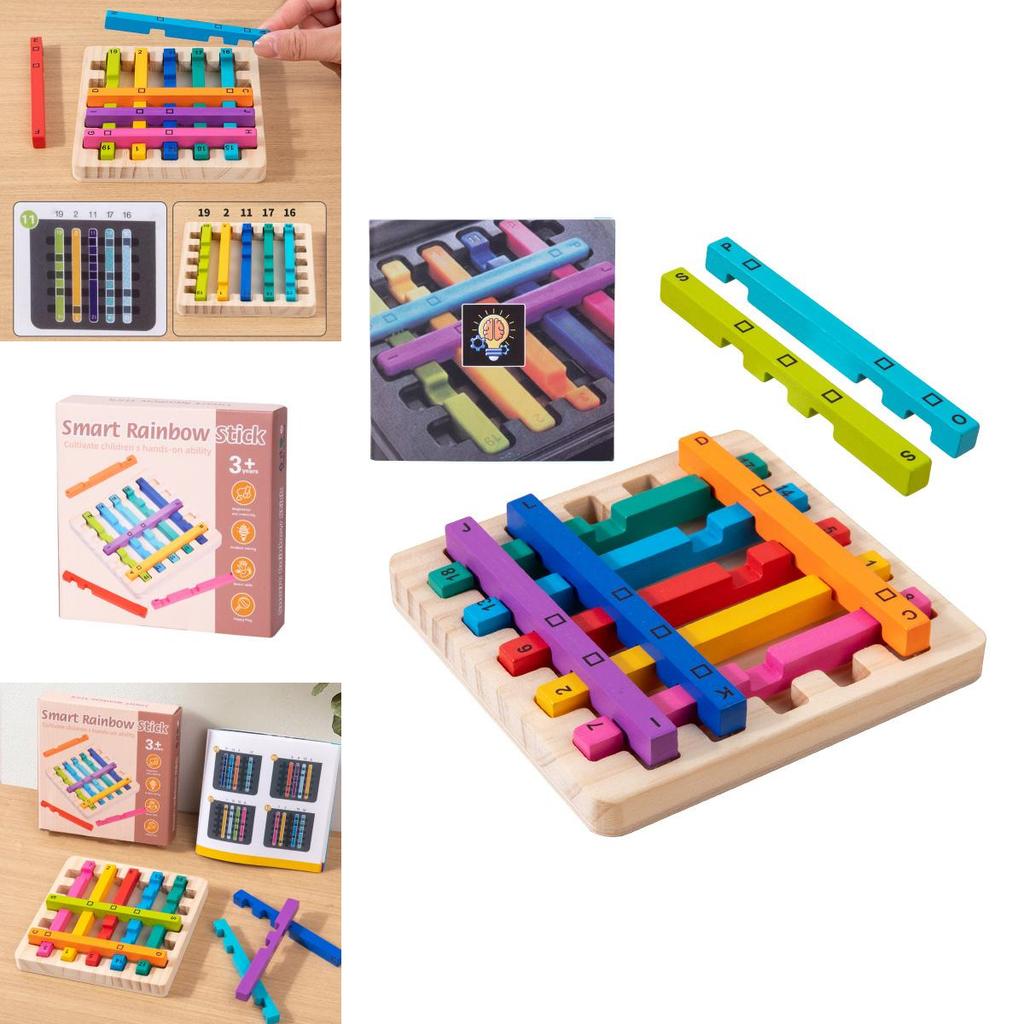 Wooden Rainbow Sticks Puzzle Toy For Kids Brain Teaser Logic Development And Educational Play
