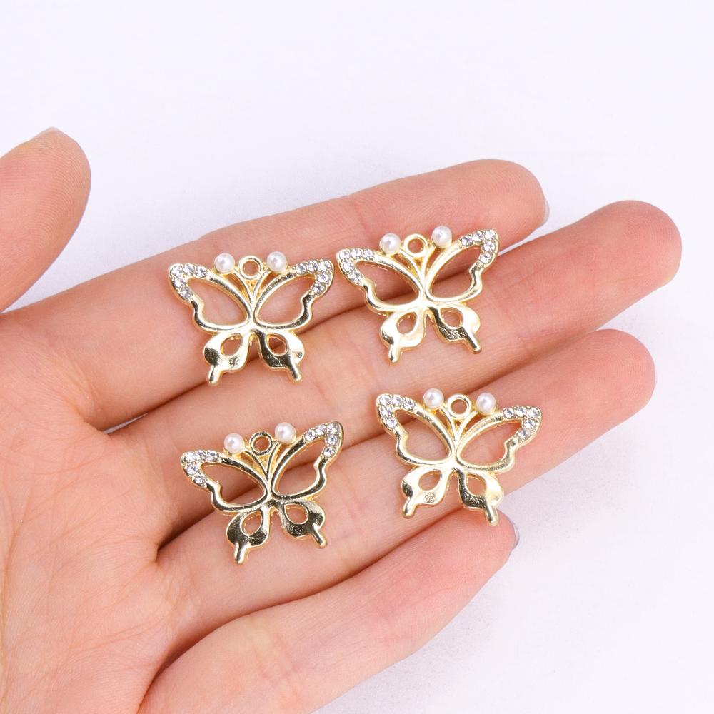 10Pcs Fashion Crystal Zircon Butterfly Pendant Women Exquisite Luxury Butterfly Charms Clavicle Necklace Jewelry DIY Accessories