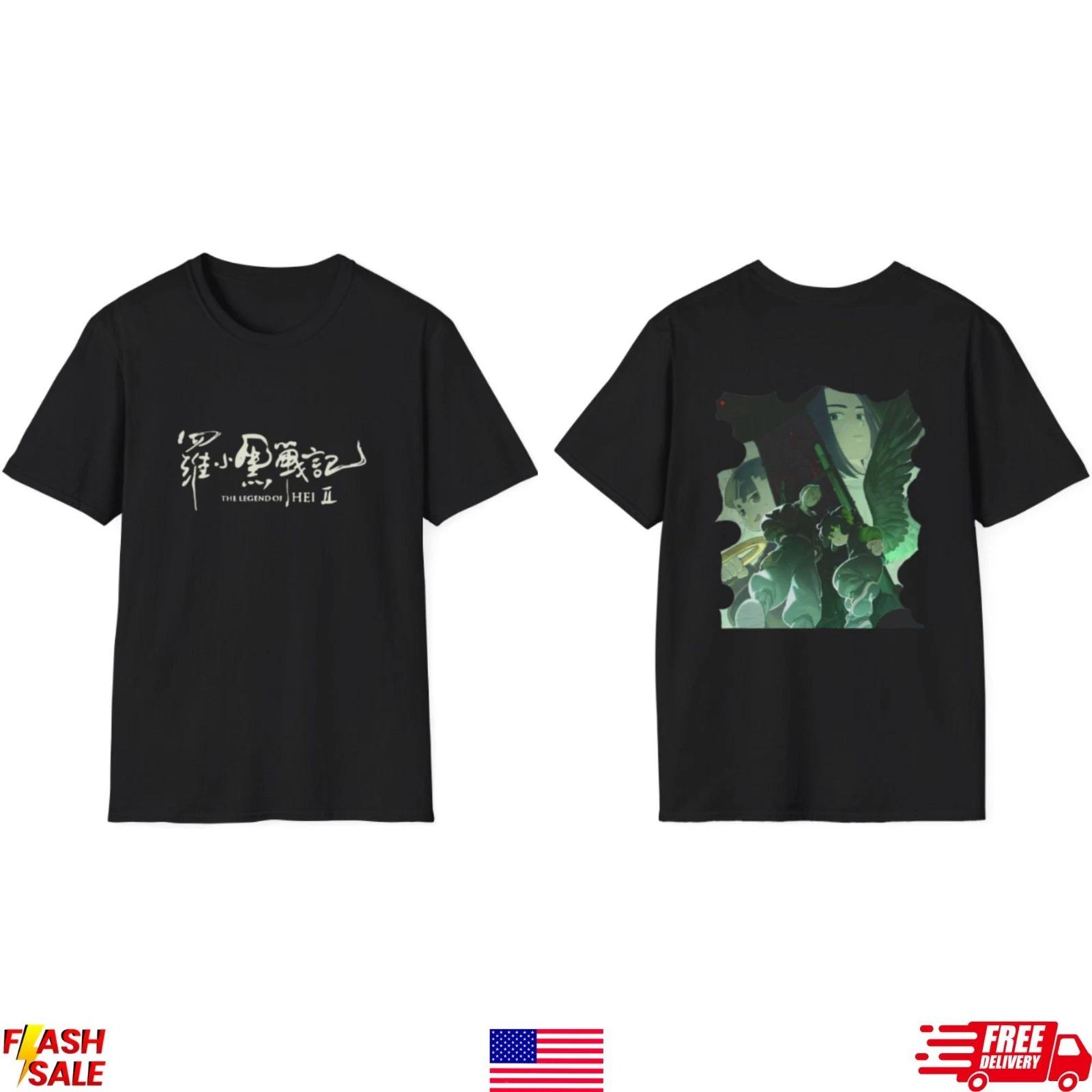 Xiao Hei Anime Inspired Black T Shirt Print Cartoon Graphic Unisex Tee XL