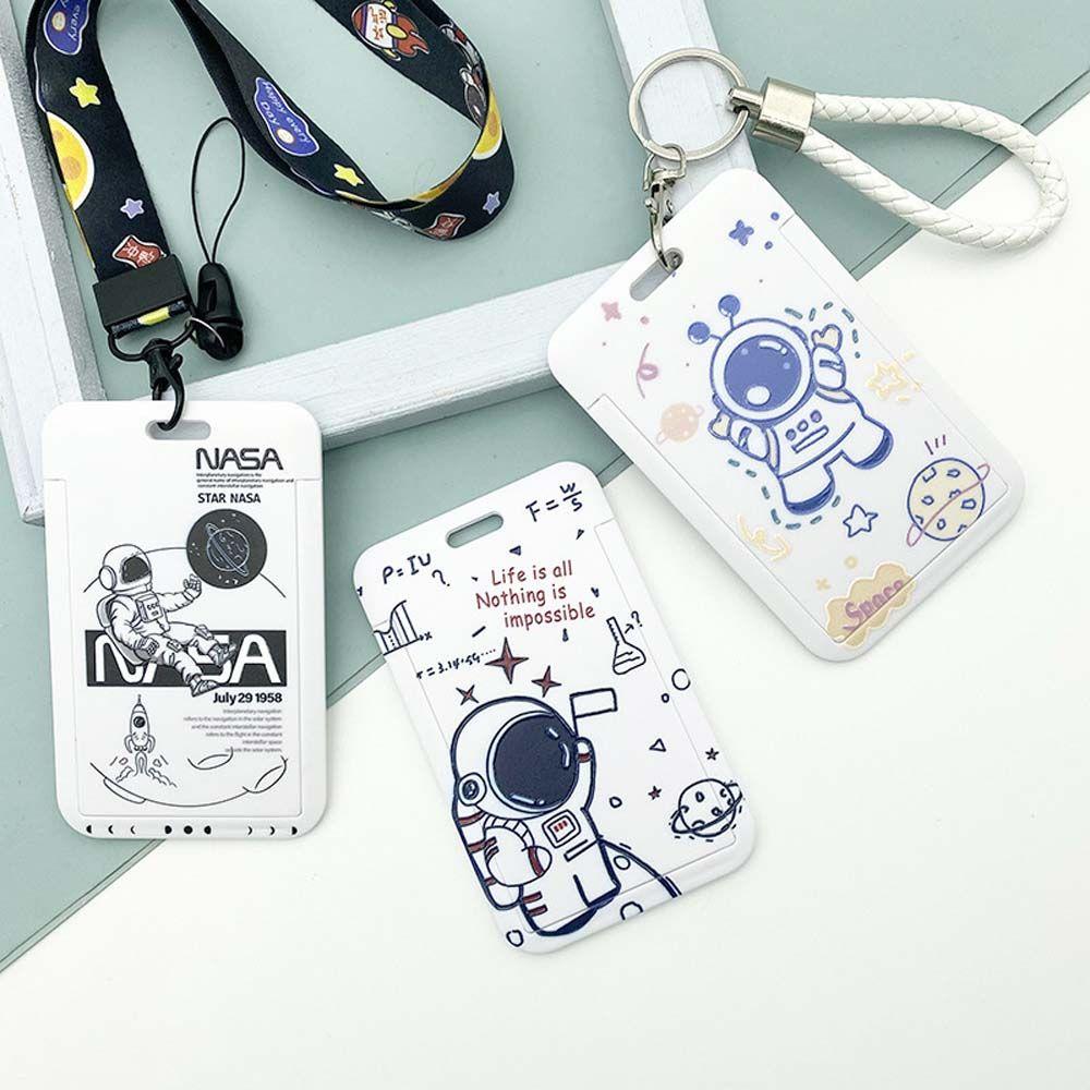 

Key Ring Astronaut Pattern Card Holder Student ID Card Set Rice Card Set Lanyard Card Sleeve 06