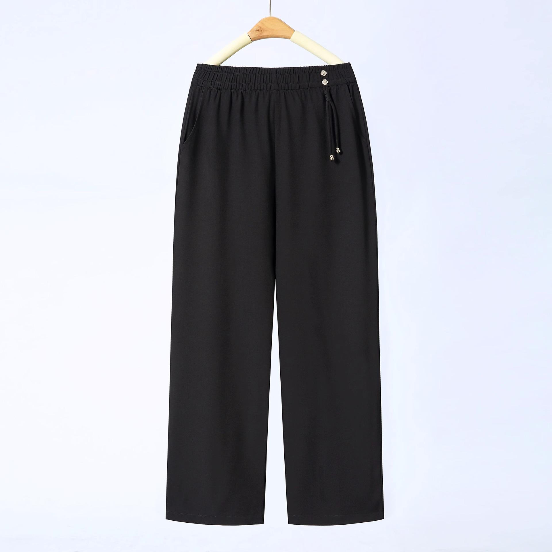 

Summer 2026 Mom s Wide-Leg Drape Pants - Lightweight, Loose, Straight-Leg for Middle-Aged and Elderly Women 4XL (Suitable for 67-75 kg) чорний