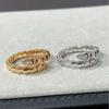 Head and Tail Diamond Snake Ring Plated 18K Gold Open Snake Bone Ring