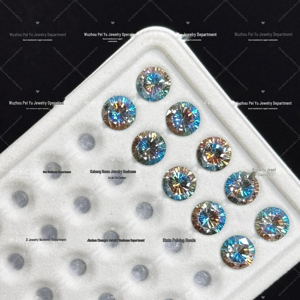 Pendientes Redondos de Zirconia con Degradado de 6/8mm: Joyería Brillante para Uñas DIY con Diseño de Ocho Corazones y Flechas