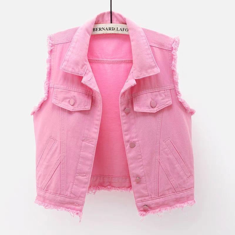 Frayed Edge Sleeveless Denim Vest - Slimming, Versatile & Flattering Spring/Summer Jacket Top