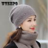Autumn and Winter Middle-aged and Elderly Rabbit Fur Beret Hats Female Thickened Warm and Cold Earmuffs Baotou Caps