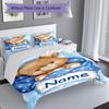 3PC Custom Name Teddy Bear Dreams Bedding Set Duvet Cover Closure Includes 1 Duvet Cover & 2 Pillowcases for Bedroom
