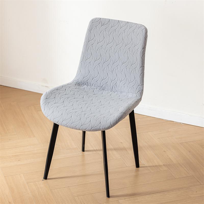 Jacquard Curved Chair Covers Solid Color Dining Chair Slipcover Four Season Dust-proof Protective Case for Home Wedding Decor