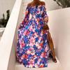 Women's Casual Sexy Flat Neck Pullover Long Sleeve Printed Slit Dress