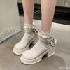 Fashion Spring summer round headed pearl bow thick sole single shoe casual simple comfortable versatile women's shoes for wear