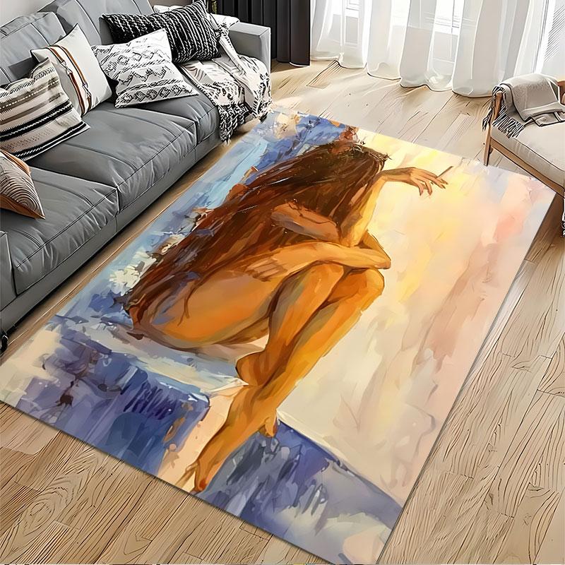 Abstract Woman with Long Hair suitable as a non-slip mat for the living room or bedroom sofa