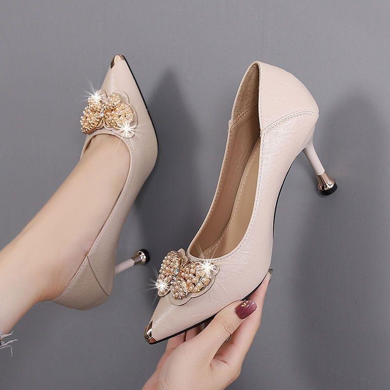 2026 Shallow Black High Heels Women s Fine Heels Versatile Professional 34